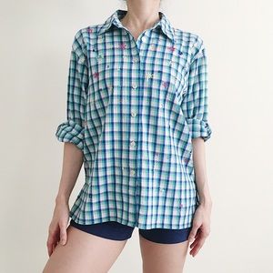 Vintage Floral Embroidered Button Down size Small